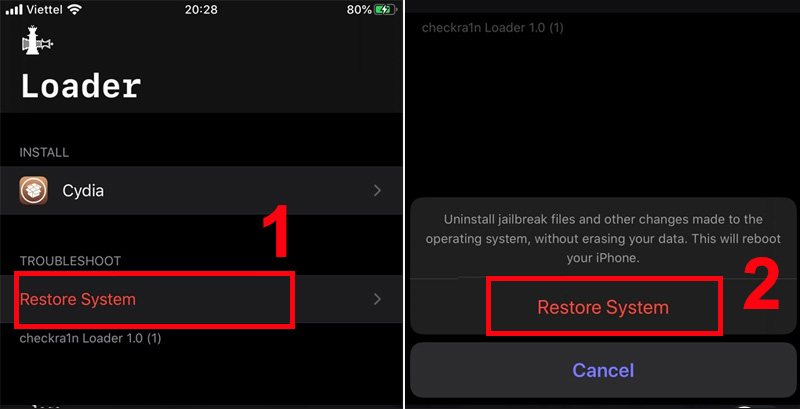 Hướng dẫn Unjailbreak iPhone